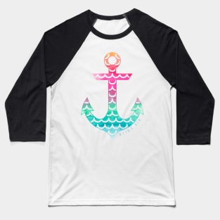 Mermaid Anchor Rainbow Fish Scale Sticker for Mermaids Lovers Pink Green Blue Baseball T-Shirt